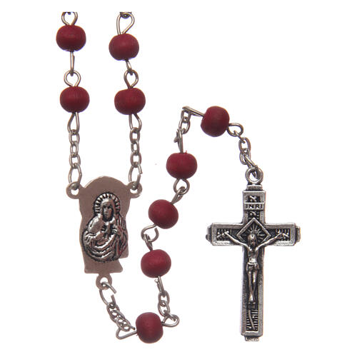 Wood rosary with round beads rose petal finish 6 mm 2
