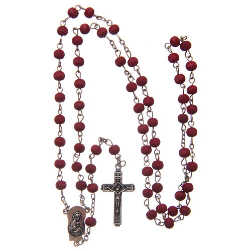 Wood rosary with round beads rose petal finish 6 mm 4