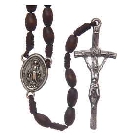 Rosenkranz Holz oval Perlen 5mm dunkelbraun Metall Kreuz