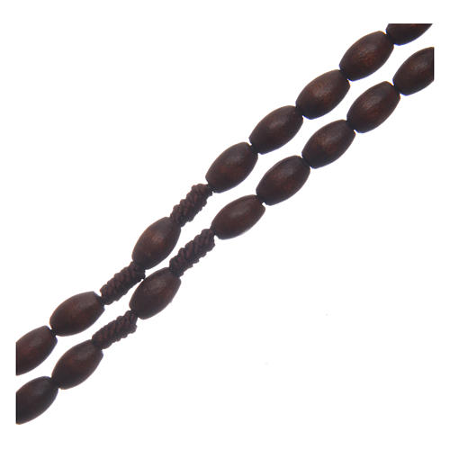 Rosenkranz Holz oval Perlen 5mm dunkelbraun Metall Kreuz 3