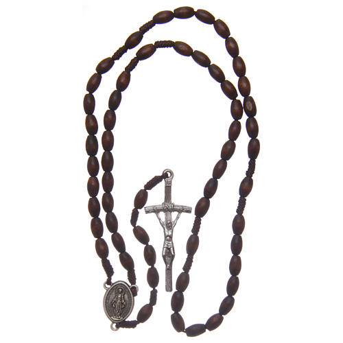 Rosenkranz Holz oval Perlen 5mm dunkelbraun Metall Kreuz 4