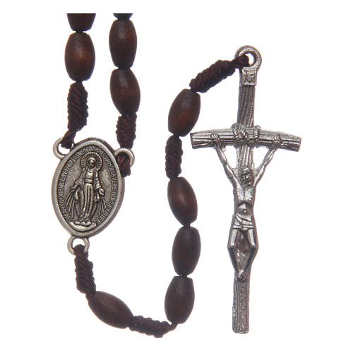 Oval brown wooden rosary 5 mm 1