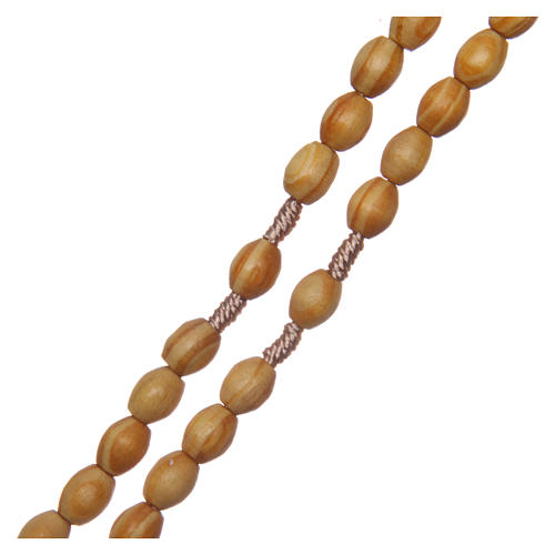Rosenkranz Holz oval Perlen 5,5mm und Seide 3