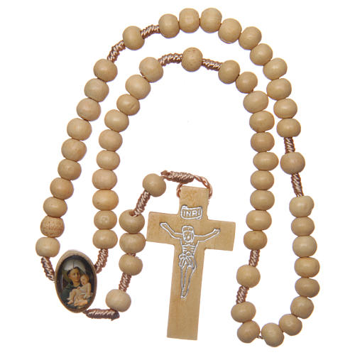 Rosary with wooden beads and St Anthony centrepiece 5 mm 4