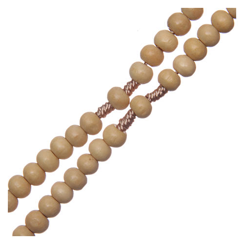 Rosenkranz Holz Perlen 5mm und Seide mit Tau Kreuz 3