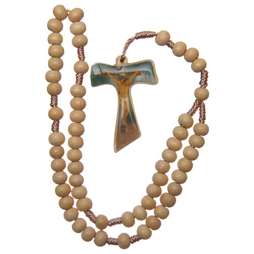 Rosary in wood with silk thread and tau cross 5 mm 4