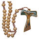 Wood rosary silk cord Tau cross 5 mm s2