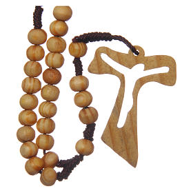Round olive wood rosary 7mm with tau cross