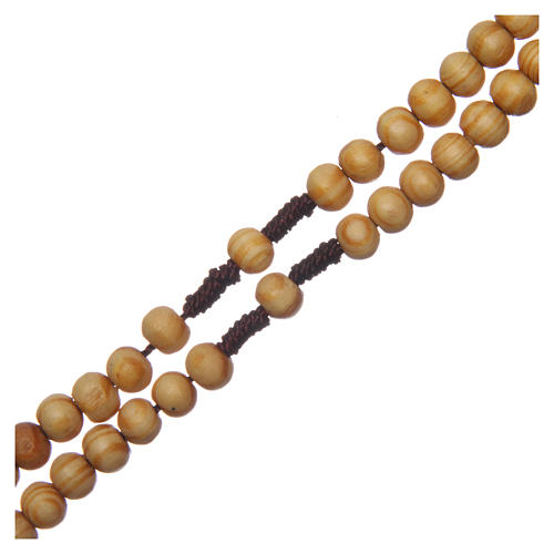 Round olive wood rosary 7mm with tau cross 3