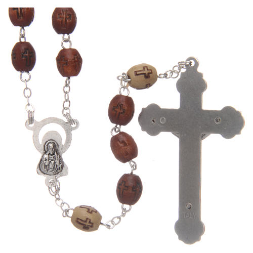 Round olive wood rosary 7mm with tau cross 6