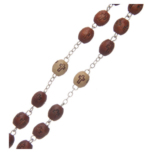 Round olive wood rosary 7mm with tau cross 7