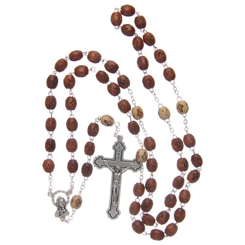 Round olive wood rosary 7mm with tau cross 8