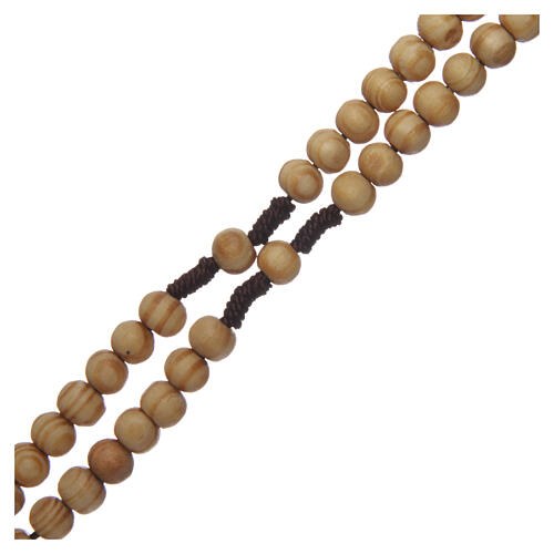 Olive wood rosary round beads 7 mm with tau cross 11