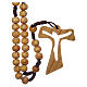 Olive wood rosary round beads 7 mm with tau cross s2