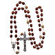 Natural wood rosary with engraving 6 mm metal links s4