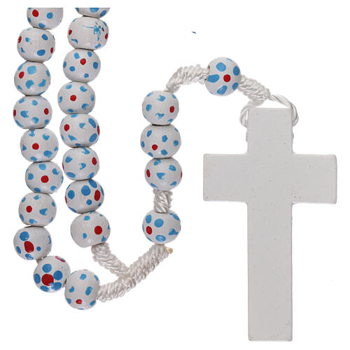 White wood rosary, rope and 7 mm beads 2