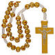 Wood rosary flower yellow beads 7 mm and cord s1