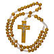Wood rosary flower yellow beads 7 mm and cord s4
