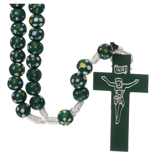 Green wood rosary, rope and 7 mm beads 1