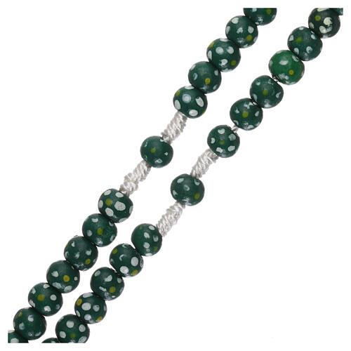 Green wood rosary, rope and 7 mm beads 3
