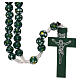 Wood rosary flower green beads 7 mm and cord s1