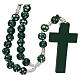 Wood rosary flower green beads 7 mm and cord s2