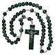 Wood rosary flower green beads 7 mm and cord s4