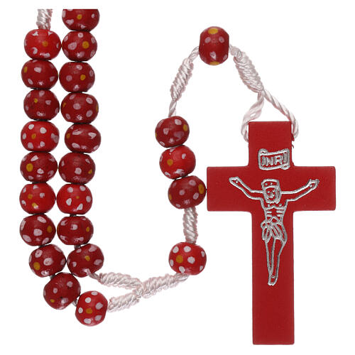Red wood rosary, rope and 7 mm beads 1