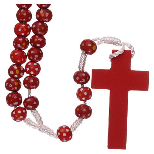 Red wood rosary, rope and 7 mm beads 2
