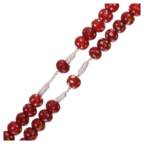Red wood rosary, rope and 7 mm beads 3