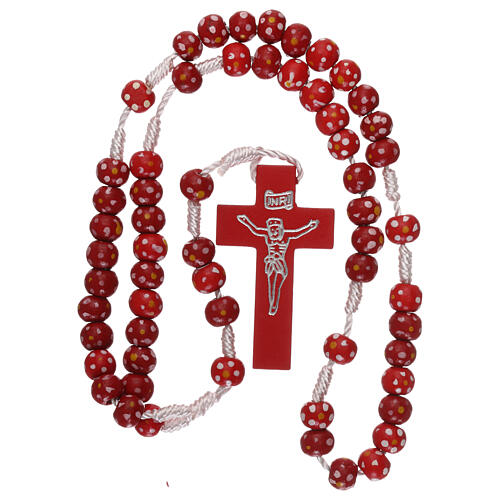 Red wood rosary, rope and 7 mm beads 4