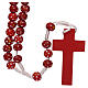 Red wood rosary, rope and 7 mm beads s2