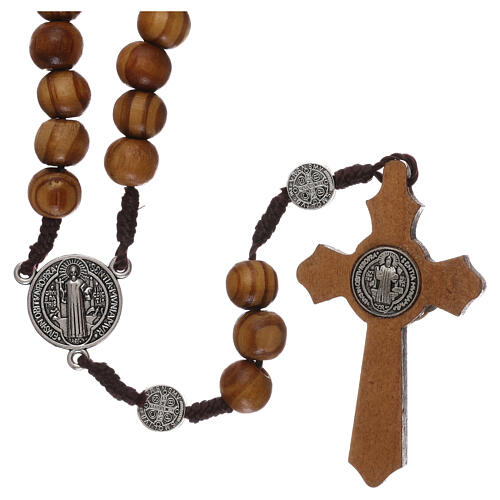 Olivewood rosary with medals and 9 mm beads 2