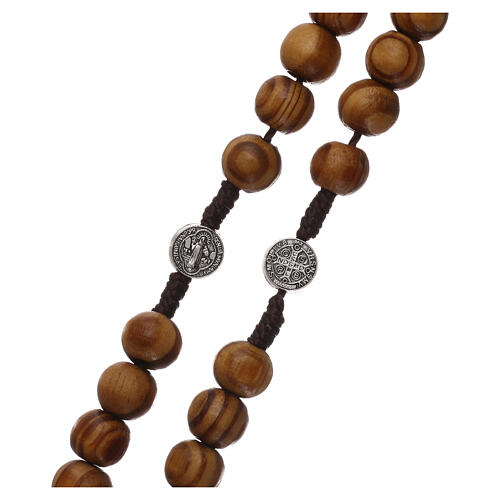 Olivewood rosary with medals and 9 mm beads 3
