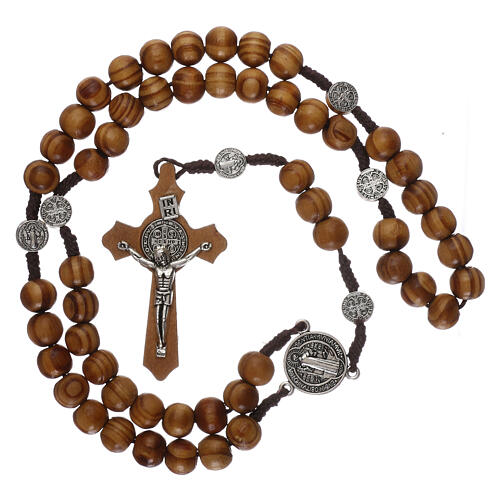 Olive wood rosary with medals and beads 9 mm 4
