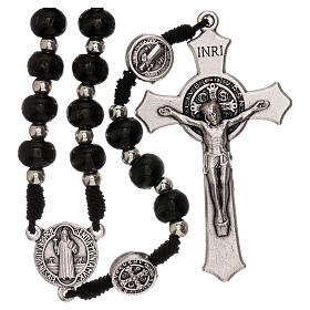 Rosary of Saint Benedict, black wood 4 mm, snap hook