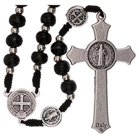 Rosary of Saint Benedict, black wood 4 mm, snap hook