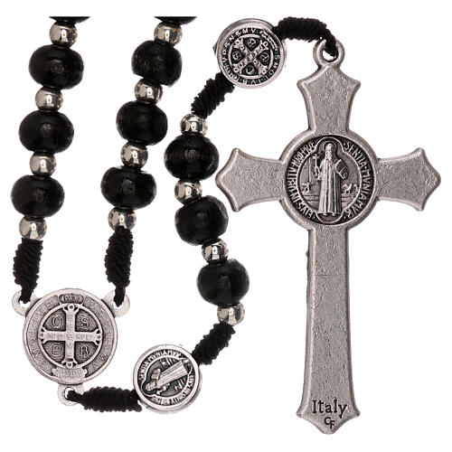 Rosary of Saint Benedict, black wood 4 mm, snap hook 2