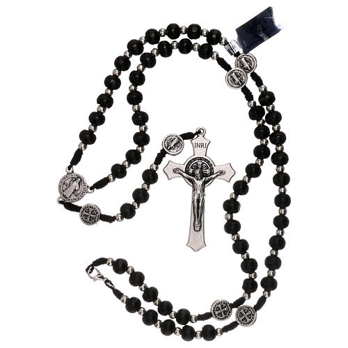 Rosary of Saint Benedict, black wood 4 mm, snap hook 4