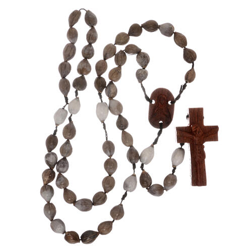 Rosenkranz mit Perle aus Hiobsträne und einem Kreuz aus Holz 4
