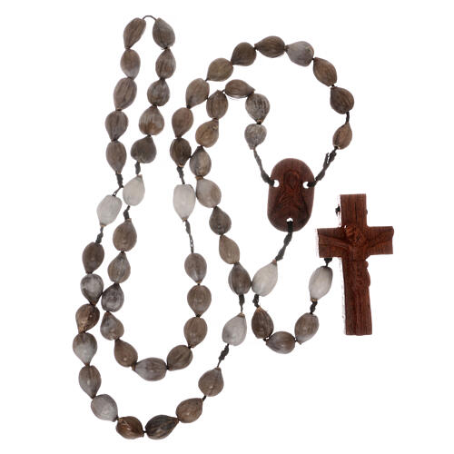 Rosary with Job's tears and wood hand-carved cross 4