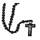 Rosary silver engraving on the cross black beads 7 mm s1