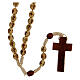 Rosary in beige soutage rope with oval wooden beads 7x5 mm s2