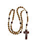 Rosary in beige soutage rope with oval wooden beads 7x5 mm s4