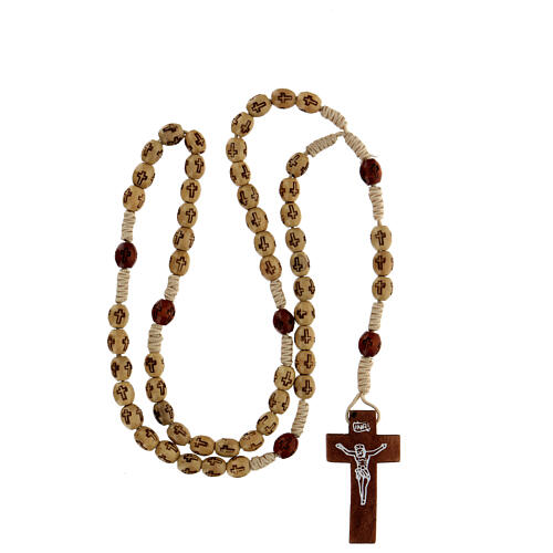 Wooden Rosary with soutage cord beige beads 7x5 mm 4