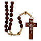 Rosary in beige soutage rope with oval wooden beads 7x5 mm s1