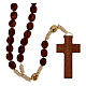 Rosary in beige soutage rope with oval wooden beads 7x5 mm s2