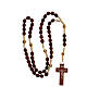 Rosary in beige soutage rope with oval wooden beads 7x5 mm s4