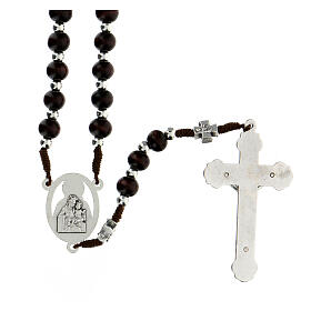 Rosary in rope with round brown wood beads 6x5 mm