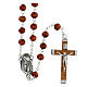 Rosary with dark brown beads in 6 mm round wood and wooden cross s1